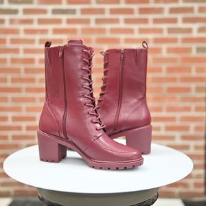Alf Blaire Burgundy Chunky Heel Lace Up Boots Size 11 M